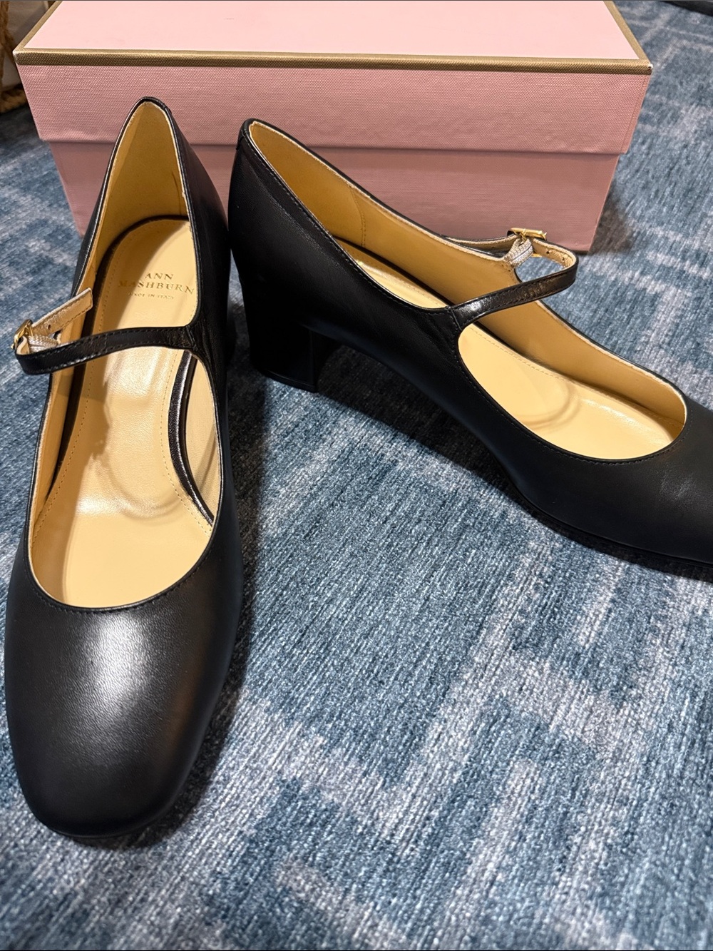 Ann Mashburn Black Mary Jane Block Heel Pumps